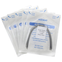 Arco de alambre AZDENT Niti Super Elastic con forma ovoide rectangular, 0,016 x 0,025, inferior, 10 unidades/paquete