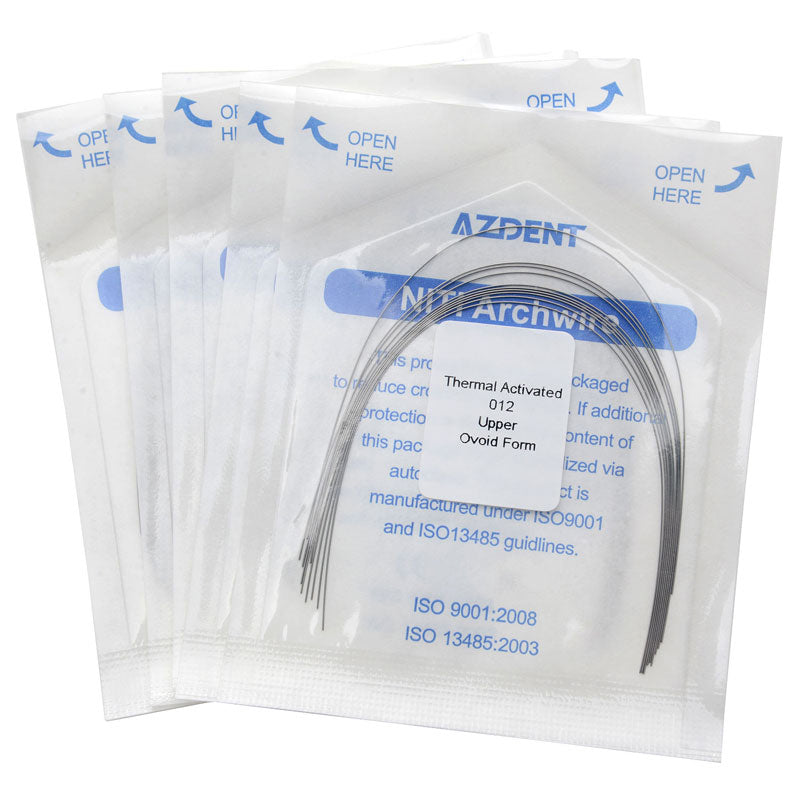 AZDENT Thermal Active NiTi Arch Wire Ovoid Form Round 0.012 Upper 10pcs/Pack