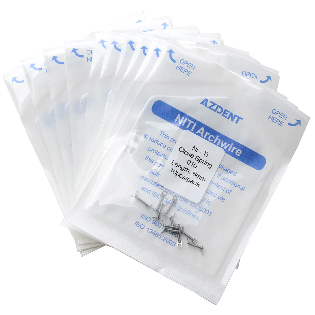 AZDENT Dental Orthodontic Accessory Closed Coil Spring 0.010 6mm 10pcs/Bag
