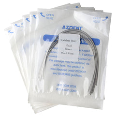 Arco de alambre AZDENT de acero inoxidable, forma ovalada, rectangular, 0,017 x 0,025, superior, 10 unidades/paquete