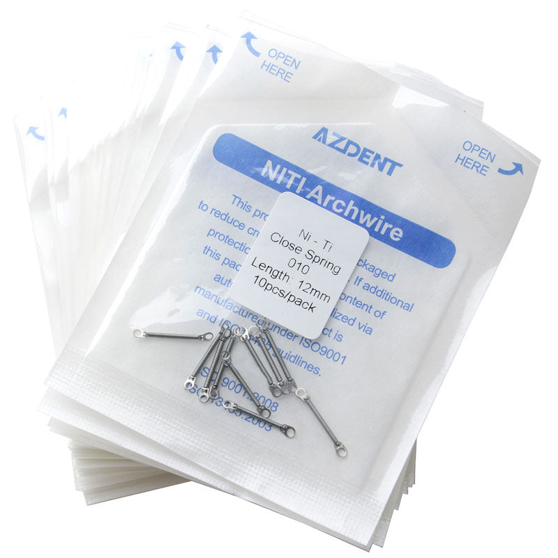 AZDENT Dental Orthodontic Accessory Closed Coil Spring 0.010 12mm 10pcs/Bag