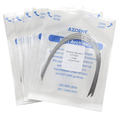 AZDENT Thermal Active NiTi Archwire Ovoid Form Rectangular 0.016 x 0.025 Lower 10pcs/Pack