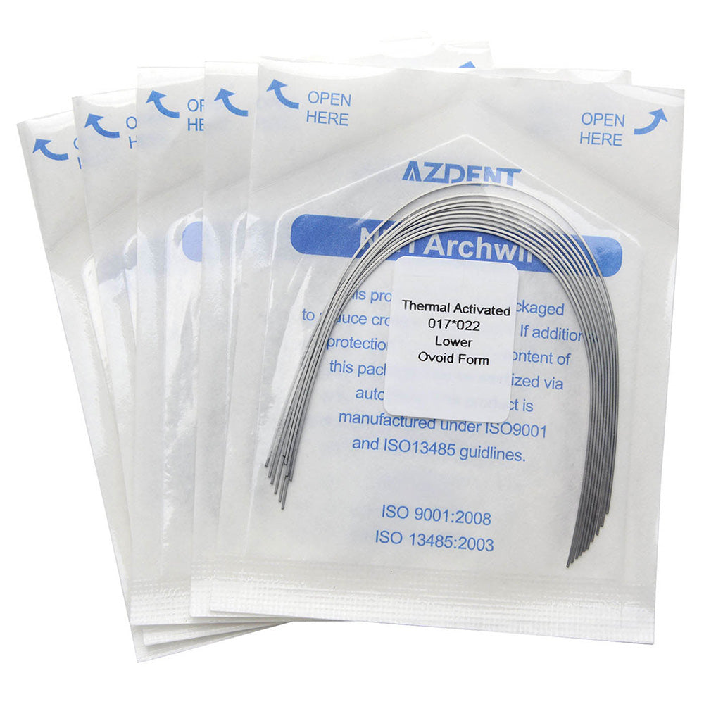 AZDENT Thermal Active NiTi Archwire Ovoid Form Rectangular 0.017 x 0.022 Lower 10pcs/Pack