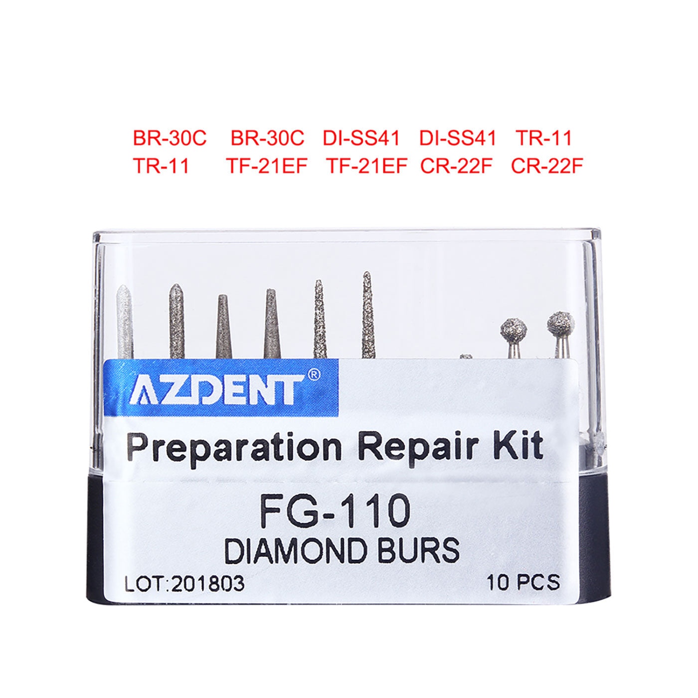 AZDENT Dental Diamond Bur FG-110 Prepartion Repair Kit 10pcs/Kit