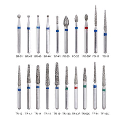 100pcs AZDENT Dental Diamond Burs FG 1.6MM 20 Model/Kit