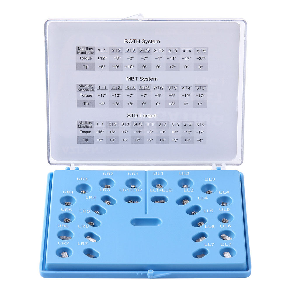 AZDENT Metal Self-Ligating Brackets Full Sizes Movable Hook Auxiliary Hole With Buccal Tube 28pcs/Box