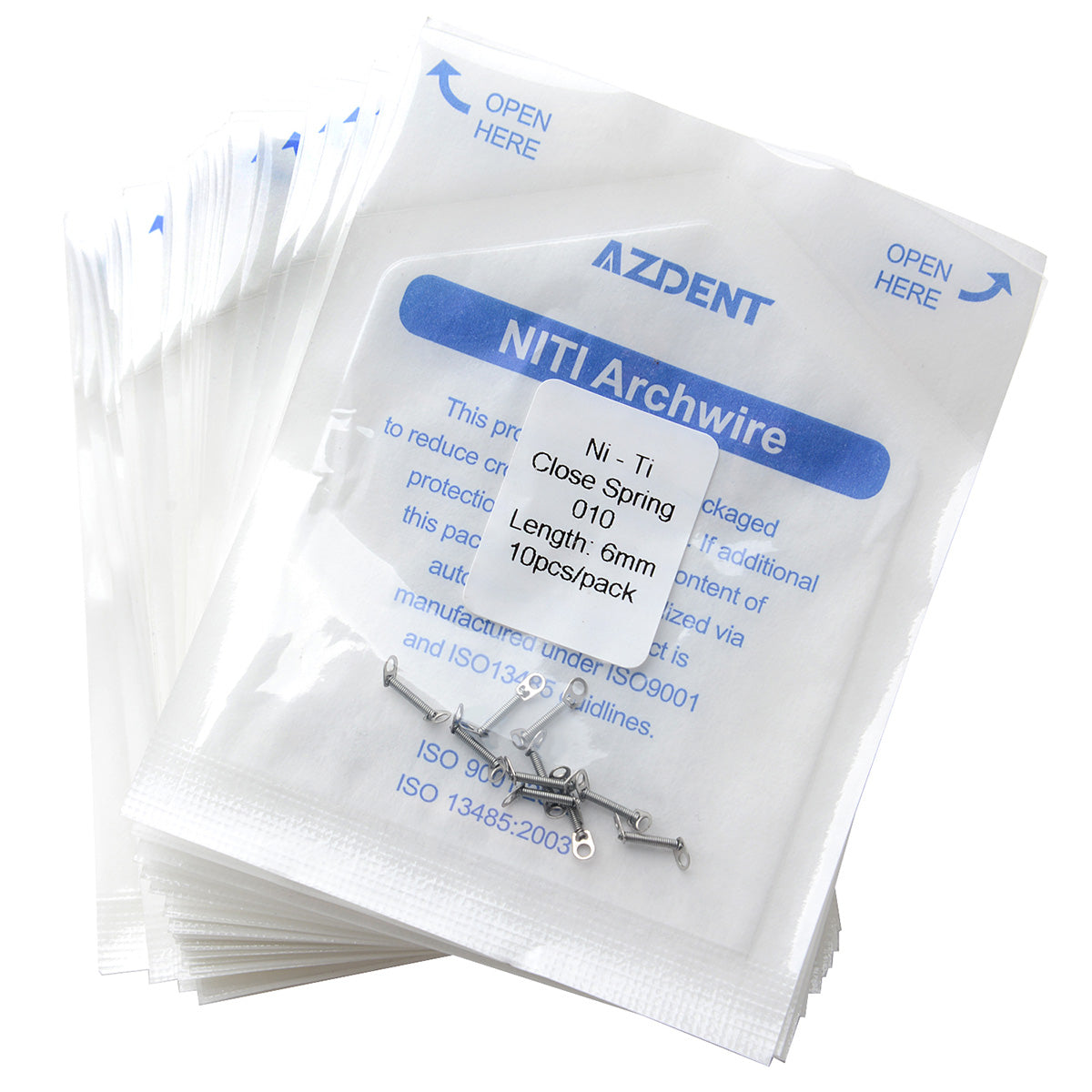 AZDENT Dental Orthodontic Accessory Closed Coil Spring 0.010 6mm 10pcs/Bag