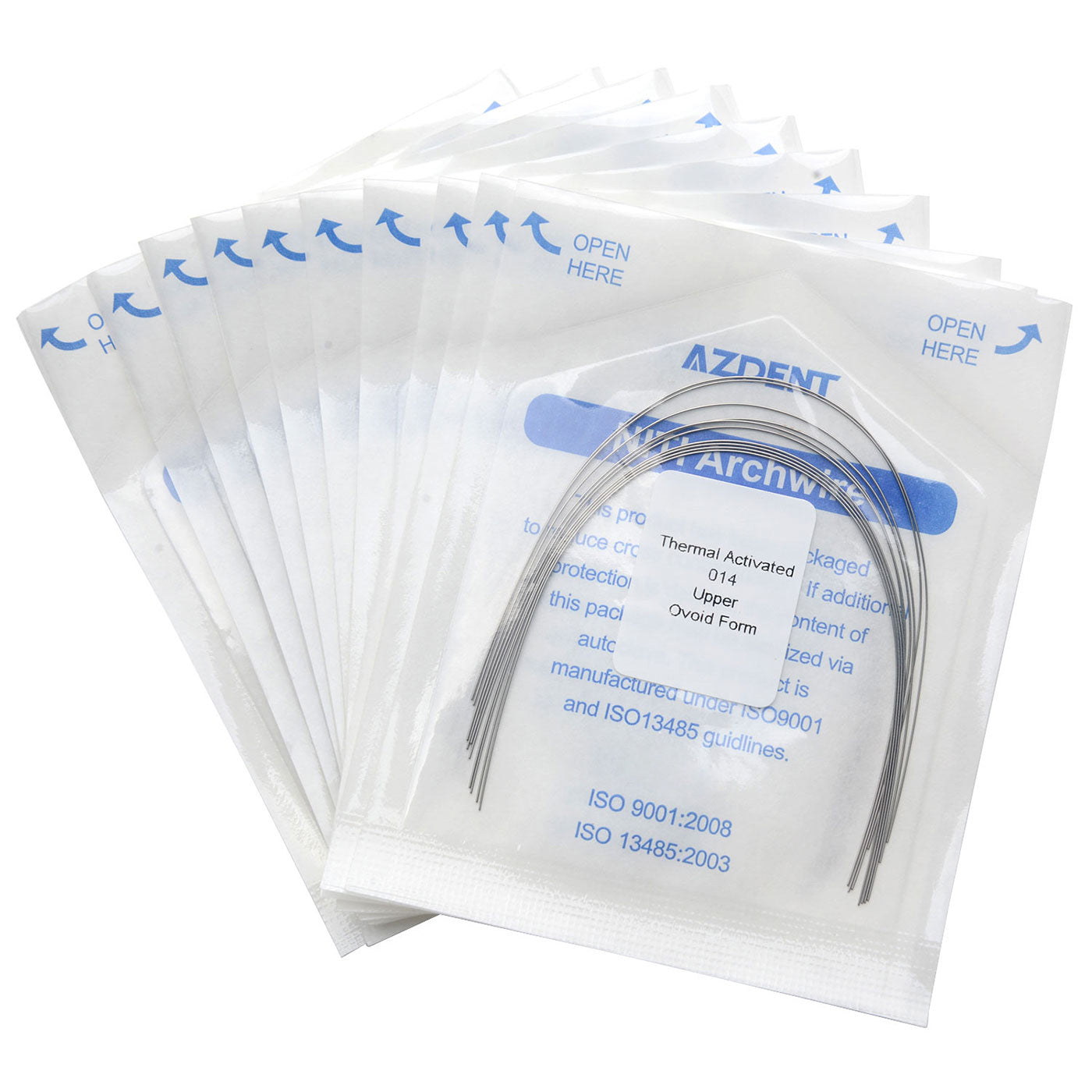 AZDENT Thermal Active NiTi Arch Wire Ovoid Form Round 0.014 Upper 10pcs/Pack