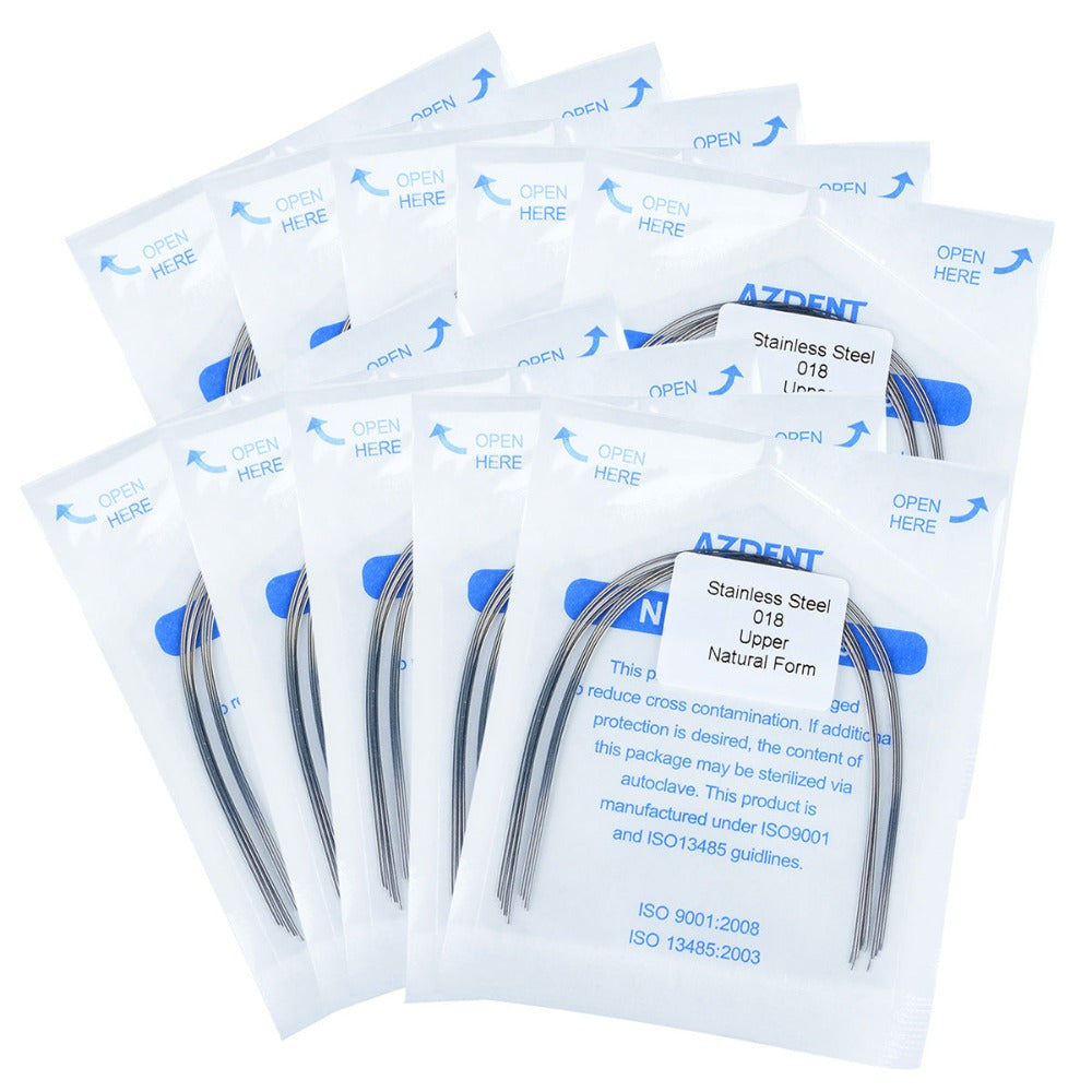 AZDENT Arch Wire Stainless Steel Natural Form Round 0.018 Upper 10pcs/Pack