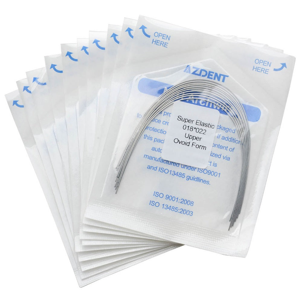Arco de alambre AZDENT Niti Super Elastic Ovoide Rectangular 0,018 x 0,022 Superior 10 piezas/paquete
