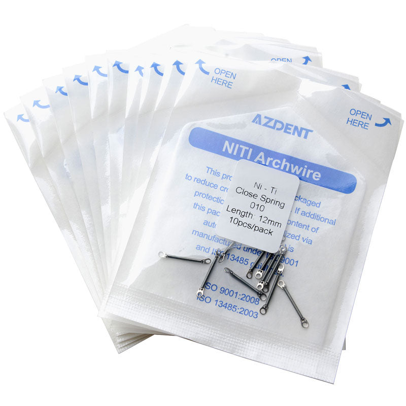 AZDENT Dental Orthodontic Accessory Closed Coil Spring 0.010 12mm 10pcs/Bag