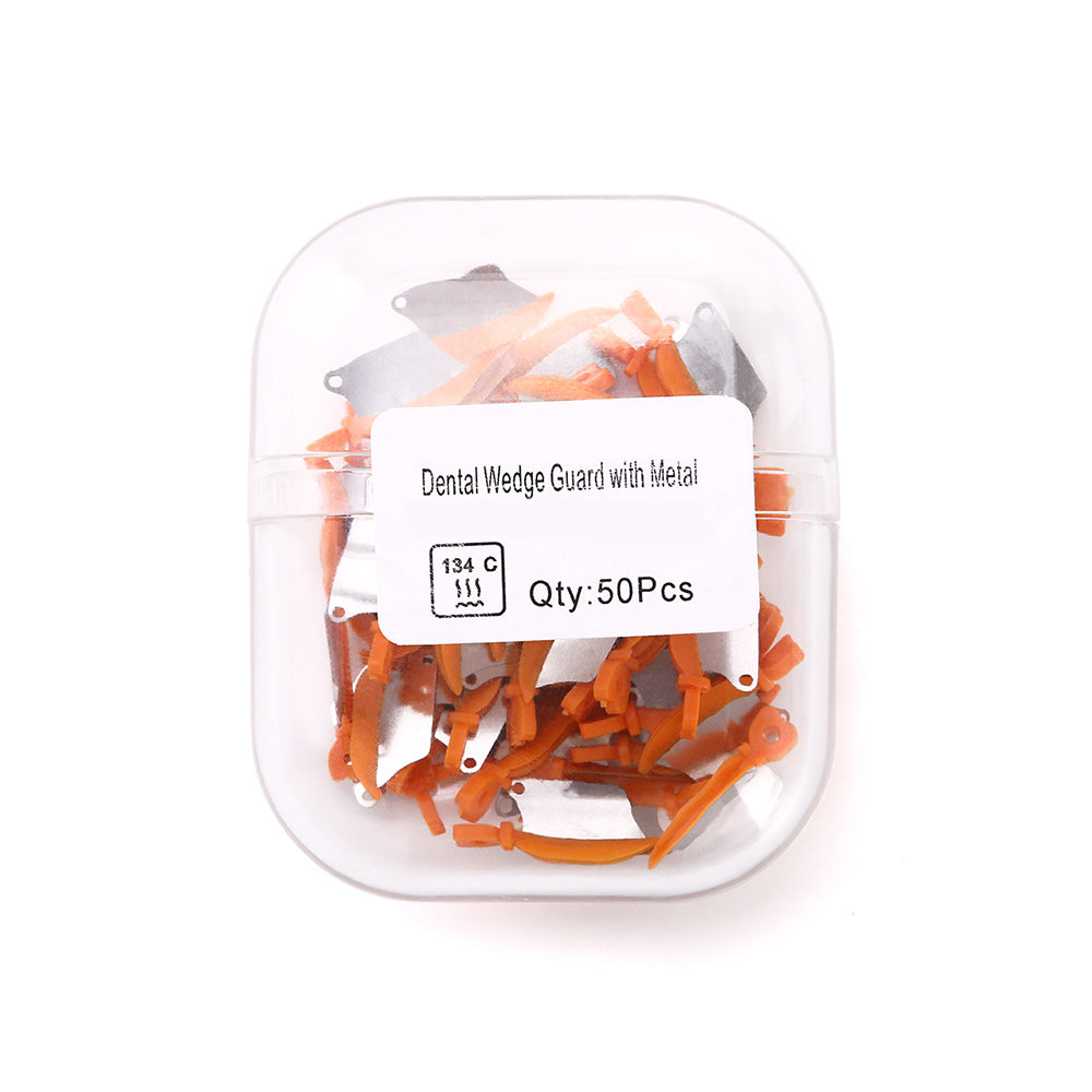 Пластиковый клин для межзубных промежутков Dental Prime Teeth с защитой, стоматологическая стальная матрица, средний оранжевый, 50 шт. в коробке