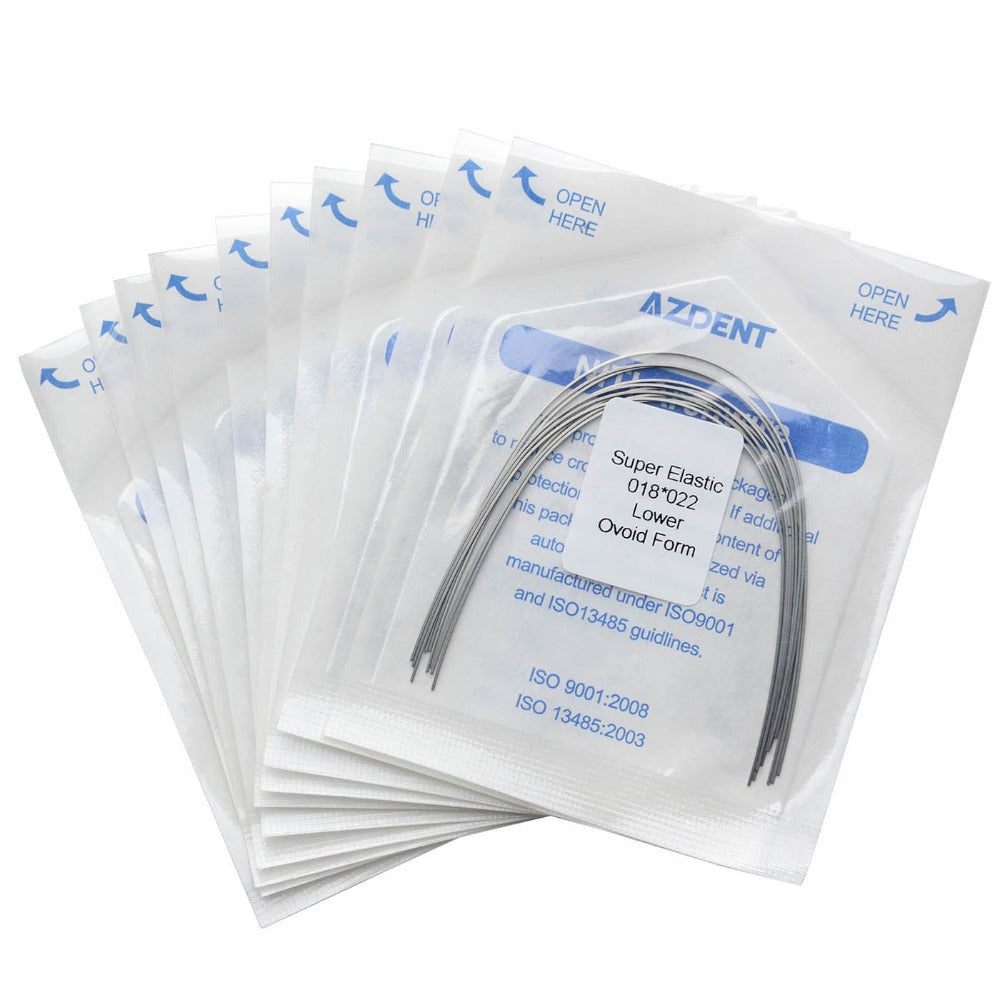 Arco de alambre AZDENT Niti Super Elastic Ovoide Rectangular 0,018 x 0,022 Inferior 10 piezas/paquete