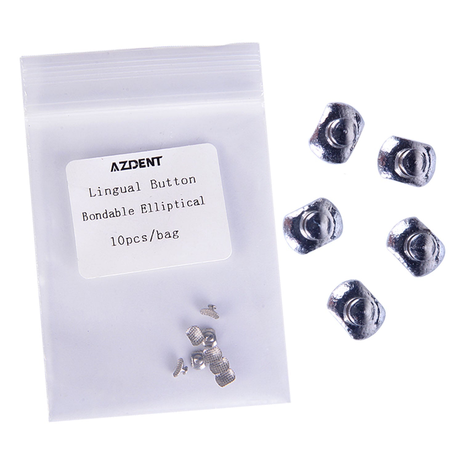 AZDENT Dental Lingual Button Bondable Elliptical Mesh Base 10/Bag