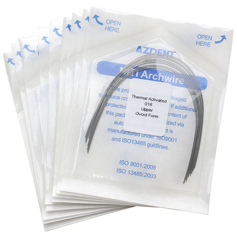 AZDENT Thermal Active NiTi Arch Wire Ovoid Form Round 0.016 Upper 10pcs/Pack