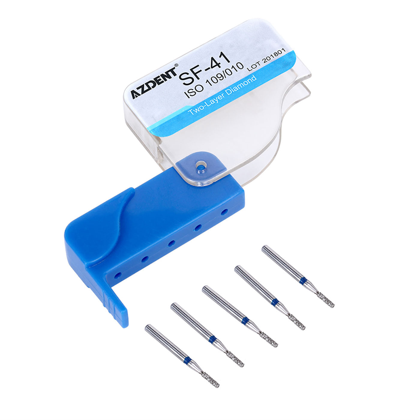 AZDENT Diamond Burs FG SF-41 Straight Flat End Two Layers 5pcs/Box