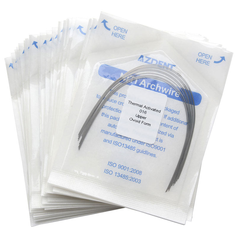 AZDENT Thermal Active NiTi Arch Wire Ovoid Form Round 0.016 Upper 10pcs/Pack