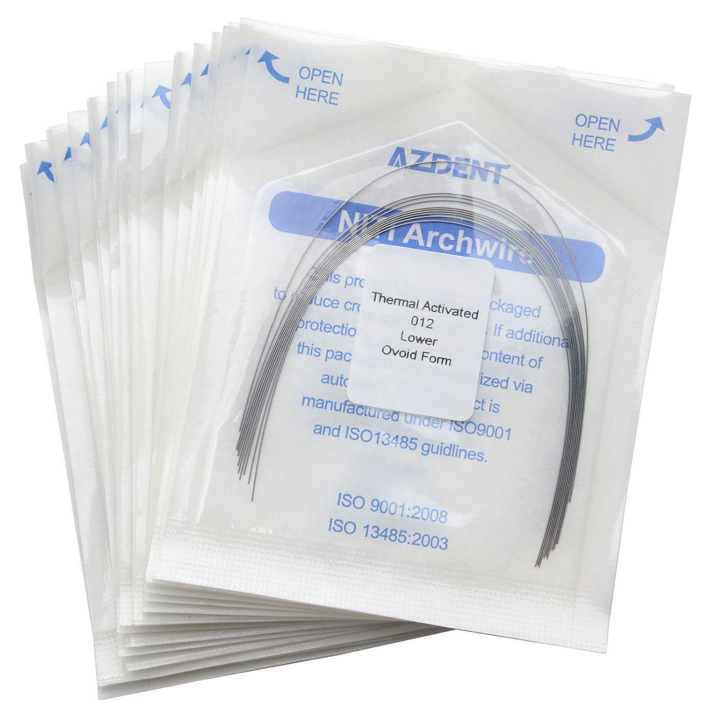 AZDENT Thermal Active NiTi Arch Wire Ovoid Form Round 0.012 Lower 10pcs/Pack