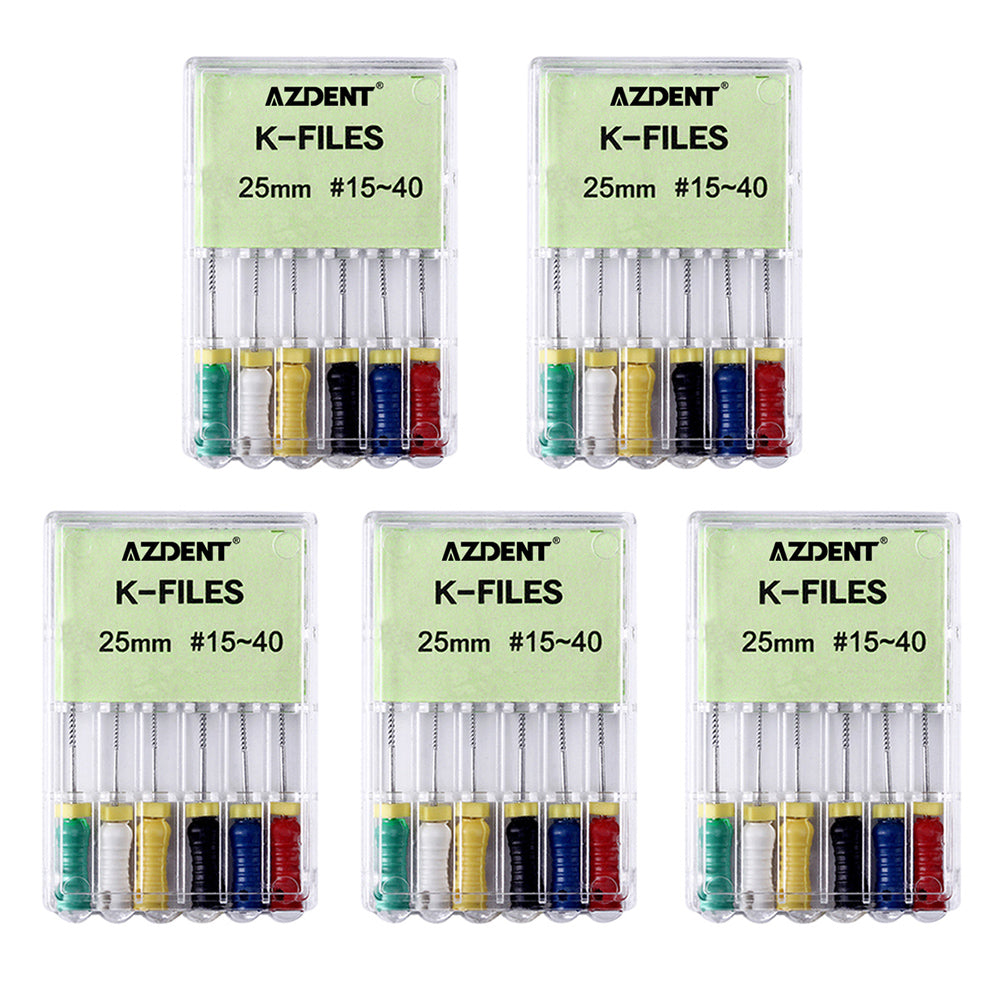 AZDENT Dental NiTi K-Files Hand Use 25mm Assorted #15-40 6pcs/Pack