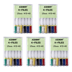 AZDENT Dental NiTi K-Files Hand Use 25mm Assorted #15-40 6pcs/Pack