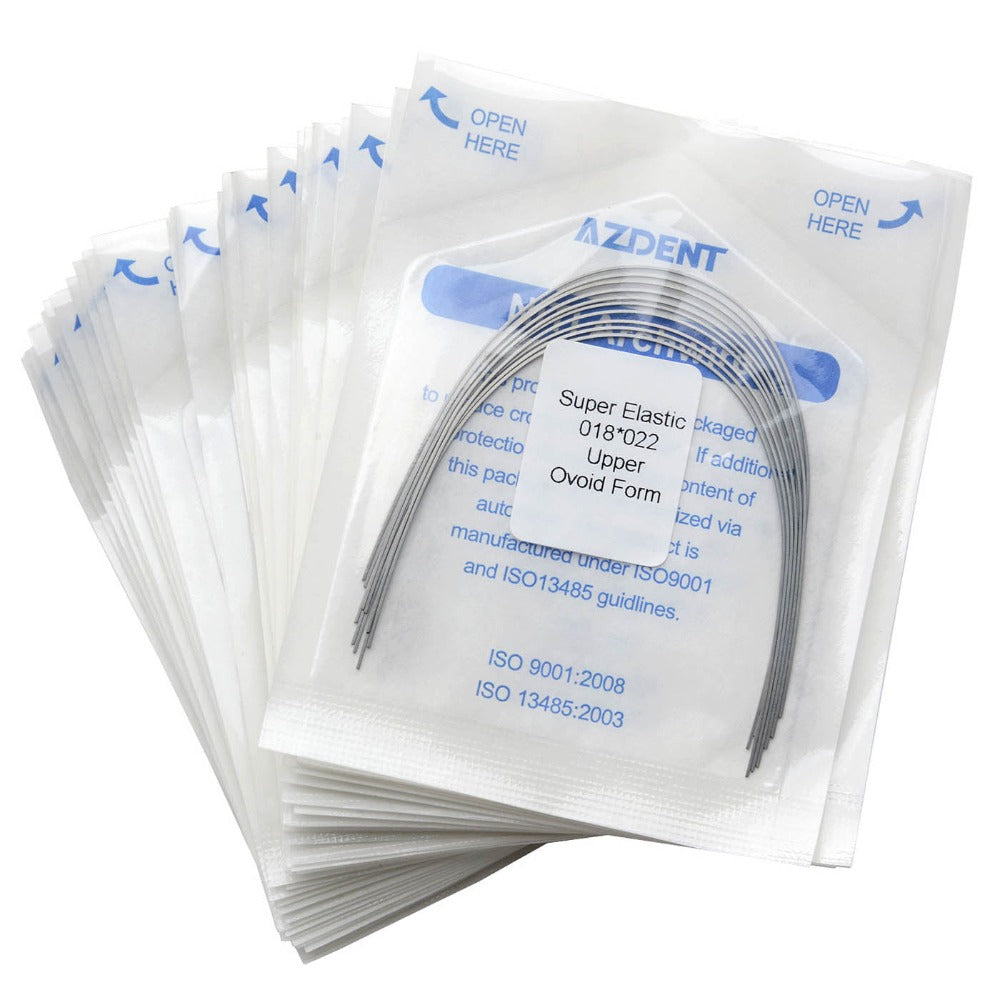 Arco de alambre AZDENT Niti Super Elastic Ovoide Rectangular 0,018 x 0,022 Superior 10 piezas/paquete