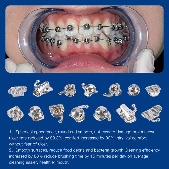 Самолигирующиеся брекеты AZDENT Dental Q-type MBT .022 Hooks On 345 с щечными трубками 28 шт./коробка