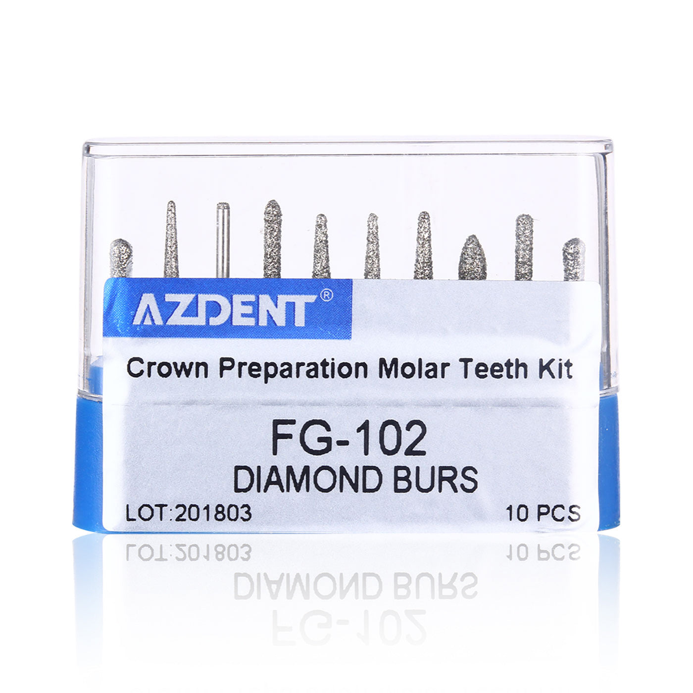Набор для препарирования моляров и коронок зубов AZDENT Dental Diamond Bor FG-102 10 шт./комплект
