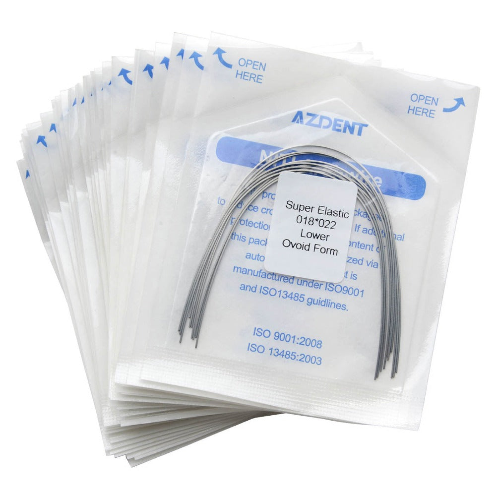 Arco de alambre AZDENT Niti Super Elastic Ovoide Rectangular 0,018 x 0,022 Inferior 10 piezas/paquete