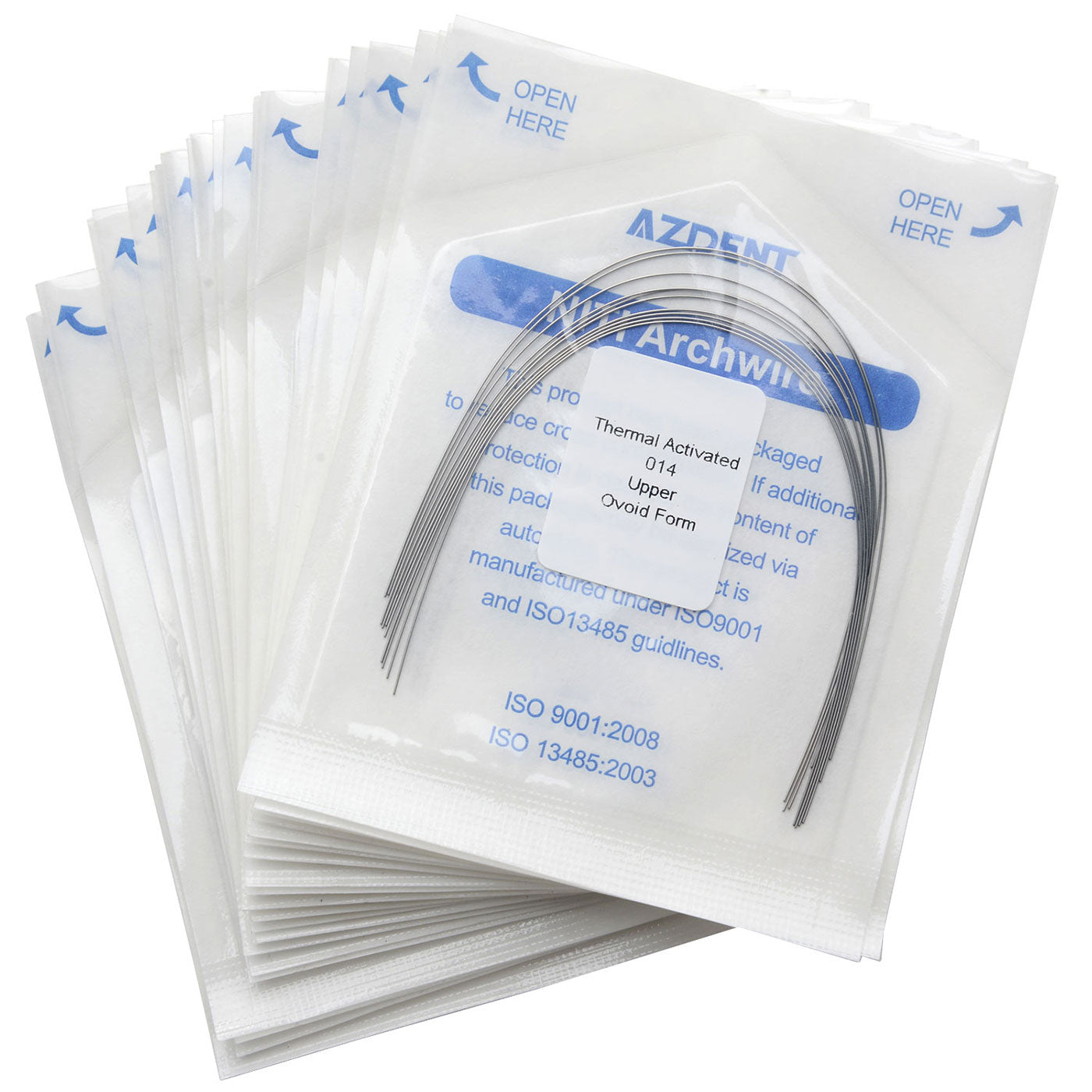 AZDENT Thermal Active NiTi Arch Wire Ovoid Form Round 0.014 Upper 10pcs/Pack