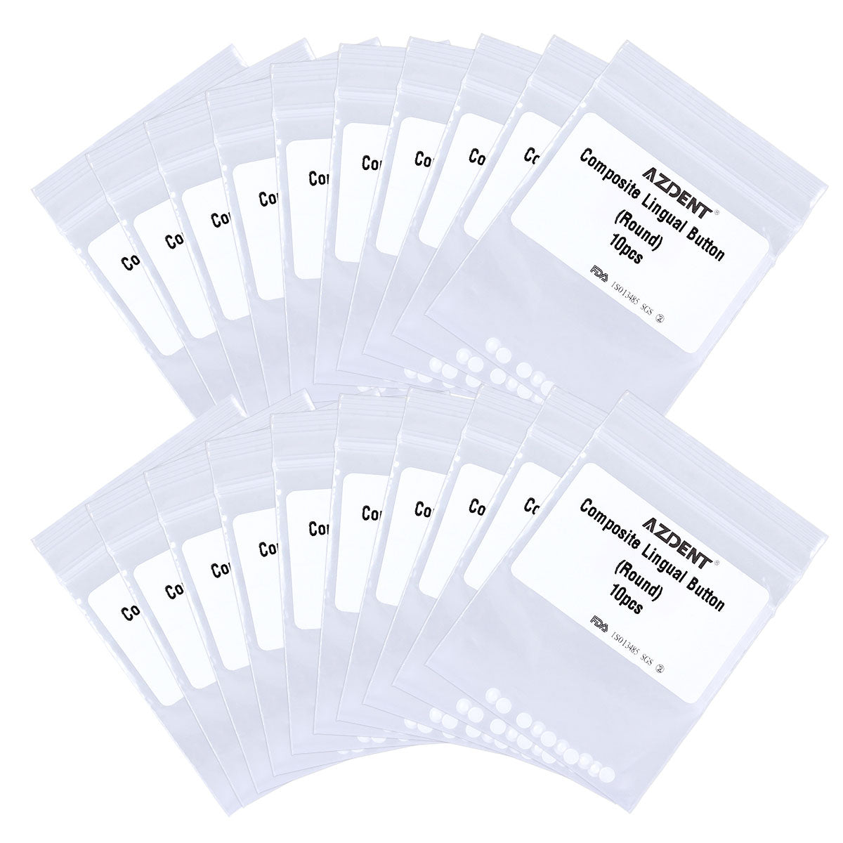 AZDENT Dental Lingual Button Bondable Composite Ceramic Round Base 10/Bag