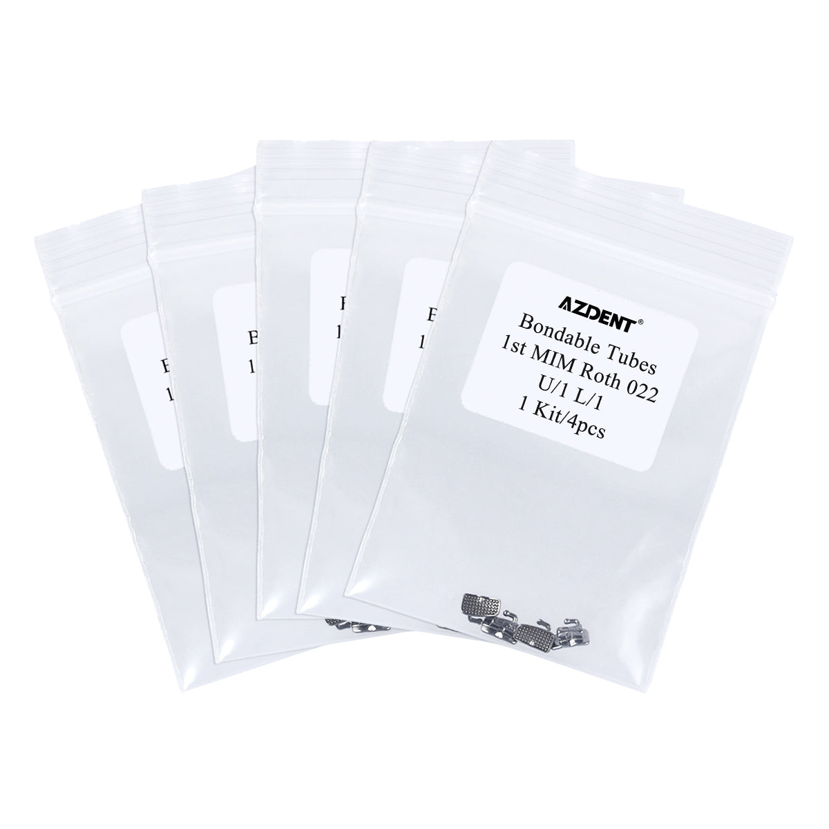 Tubo adhesivo AZDENT 1.er MIM Monoblock Roth 0.022 Laser Mark 4/Bolsa