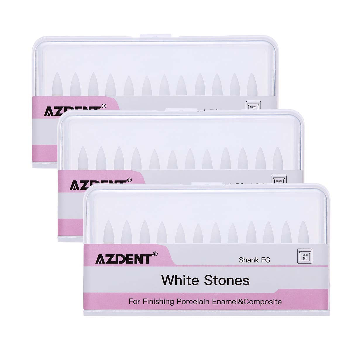 AZDENT Dental Polishing FG Burs Flame Shape White Stone 12pcs/Kit