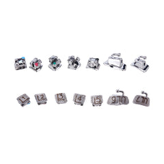 Самолигирующиеся брекеты AZDENT Dental Metal MBT .022 с крючками 345 и щечной трубкой 28 шт./комплект