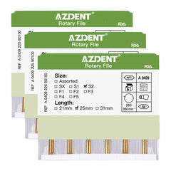 AZDENT Dental NITI Rotary Engine Files Heat Activated 25mm S2 6pcs/Pk