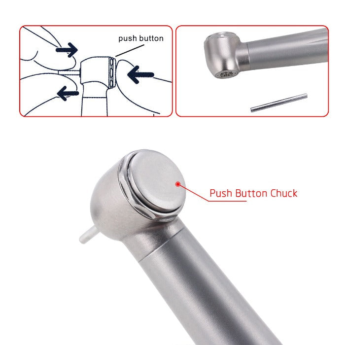 AZDENT Push Button High Speed Handpiece Ceramic Four Way Spray Clean Head