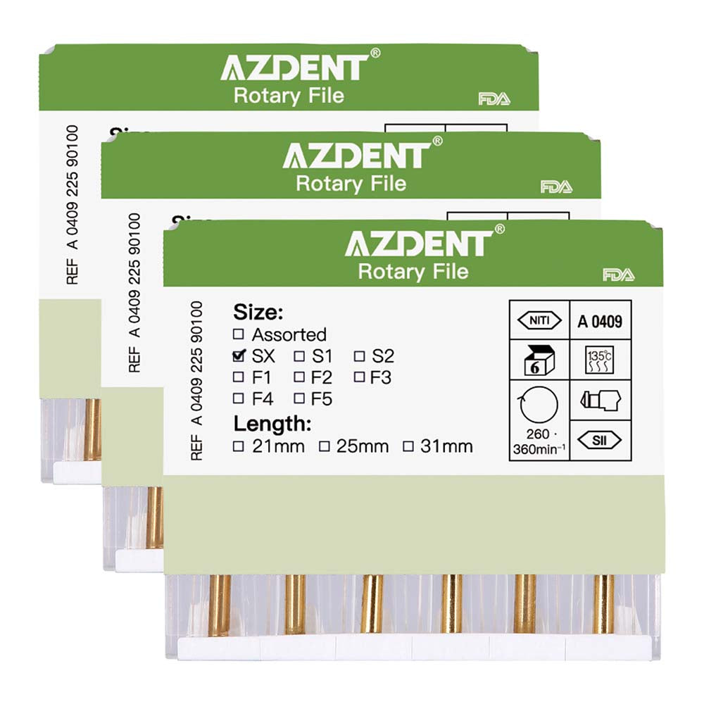 Файлы AZDENT Dental NITI Rotary Engine, активируемые при нагревании, 19 мм, SX, 6 шт./уп.