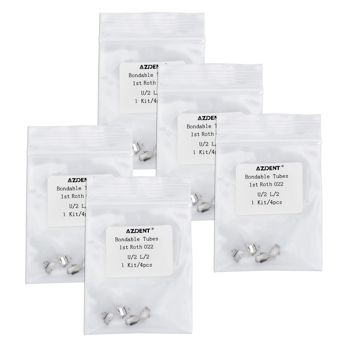 Tubo adhesivo AZDENT para primer molar no convertible Roth 0.022 U2L2 (4 unidades)