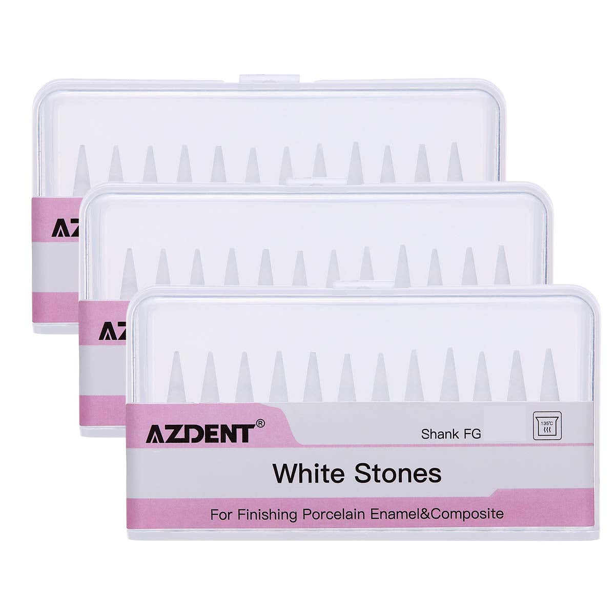 AZDENT Dental Polishing FG Burs Cone Shape White Stone 12pcs/Kit