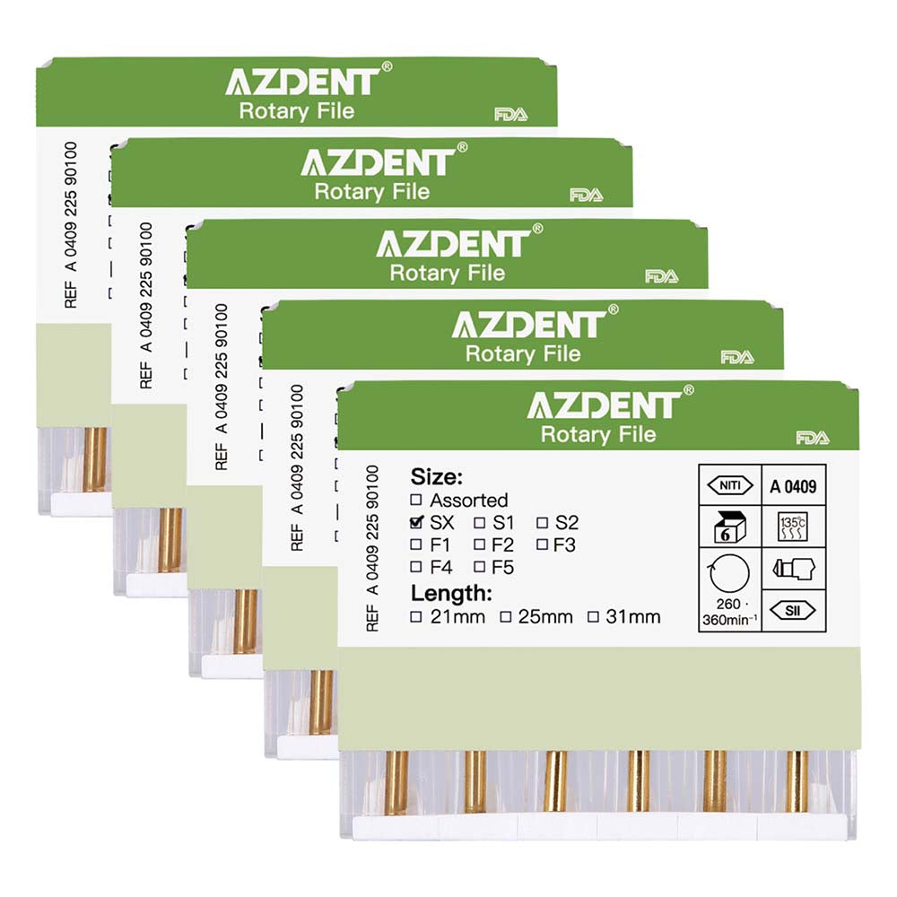 Файлы AZDENT Dental NITI Rotary Engine, активируемые при нагревании, 19 мм, SX, 6 шт./уп.