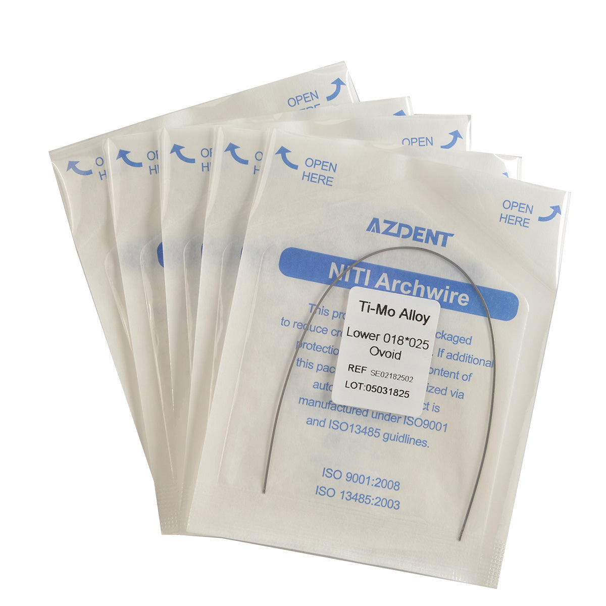 AZDENT Arch Wire TMA Beta Ti-Mo Alloy Ovoid Rectangular 0.018 x 0.025 Lower 1pc/Pack