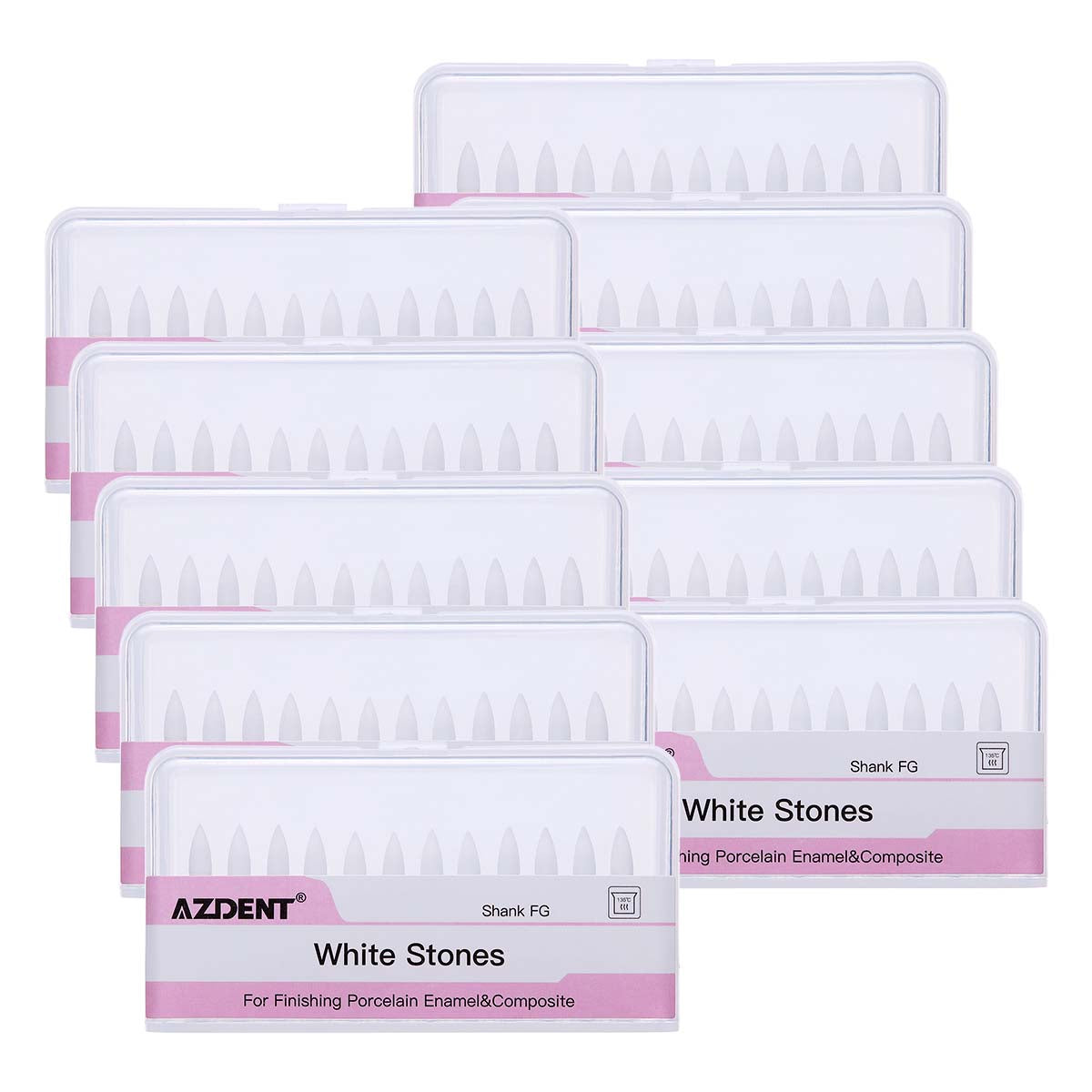 AZDENT Dental Polishing FG Burs Flame Shape White Stone 12pcs/Kit