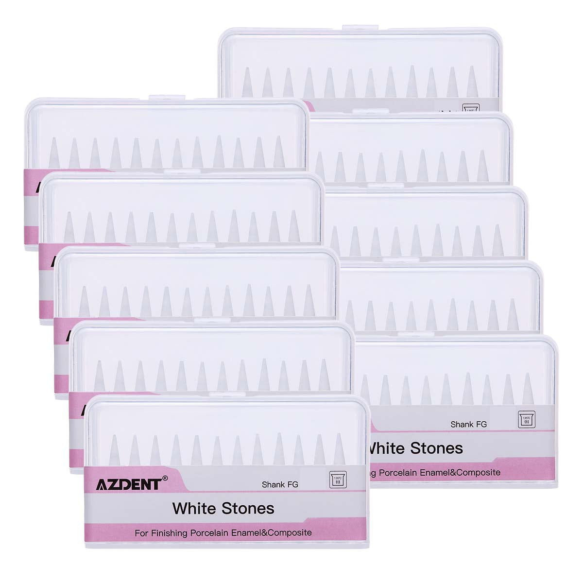 AZDENT Dental Polishing FG Burs Cone Shape White Stone 12pcs/Kit