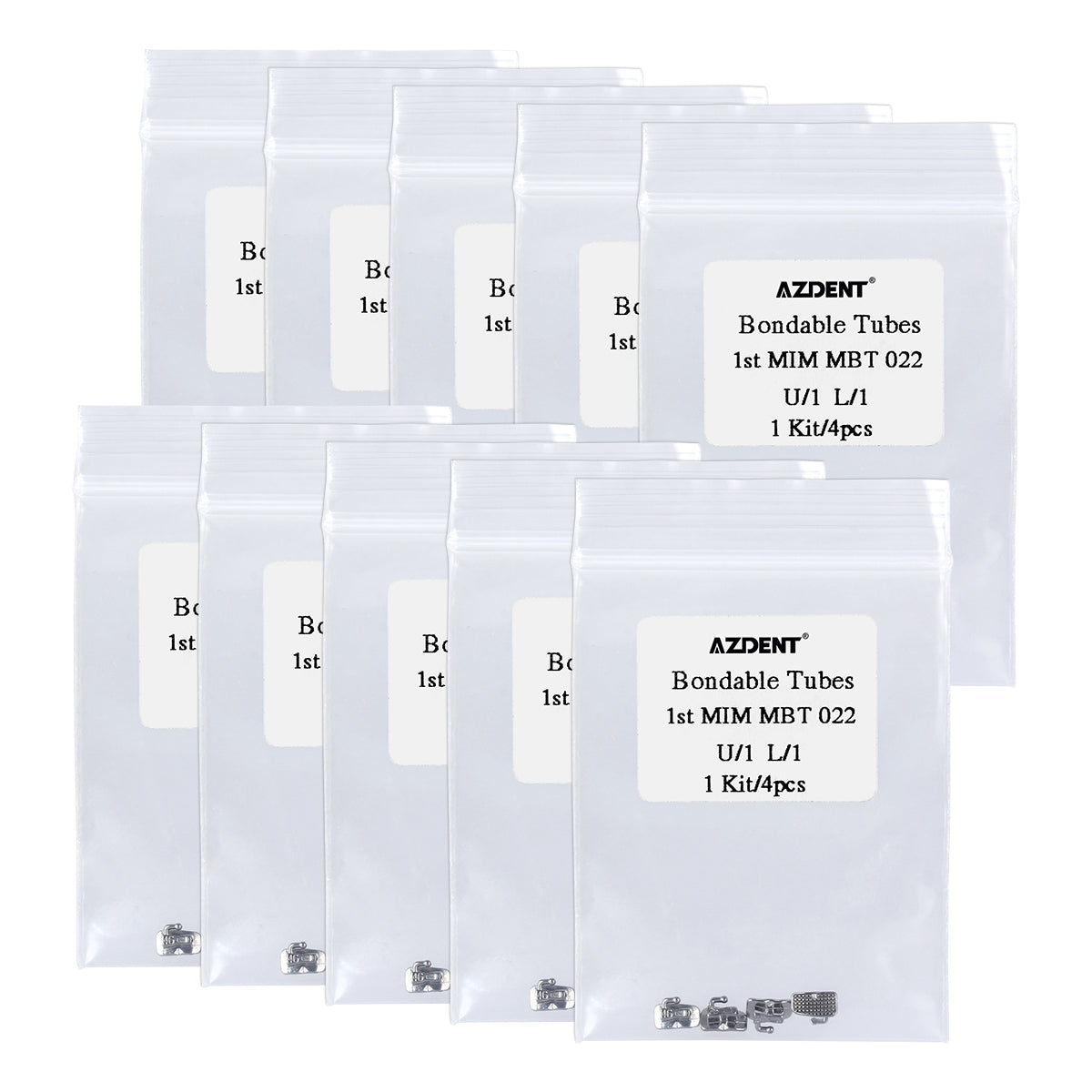 Tubo adhesivo AZDENT 1.er MIM Monoblock MBT 0.022 Laser Mark 4/Bolsa