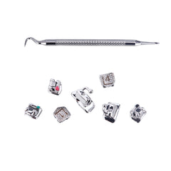 Самолигирующиеся брекеты AZDENT Dental Metal MBT .022 с крючками 345 и щечной трубкой 28 шт./комплект