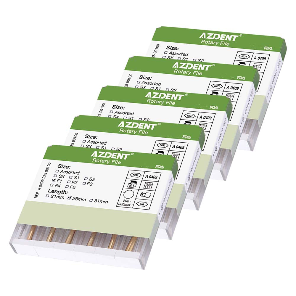 AZDENT Dental NITI Rotary Engine Files Heat Activated 25mm F1 6pcs/Pk
