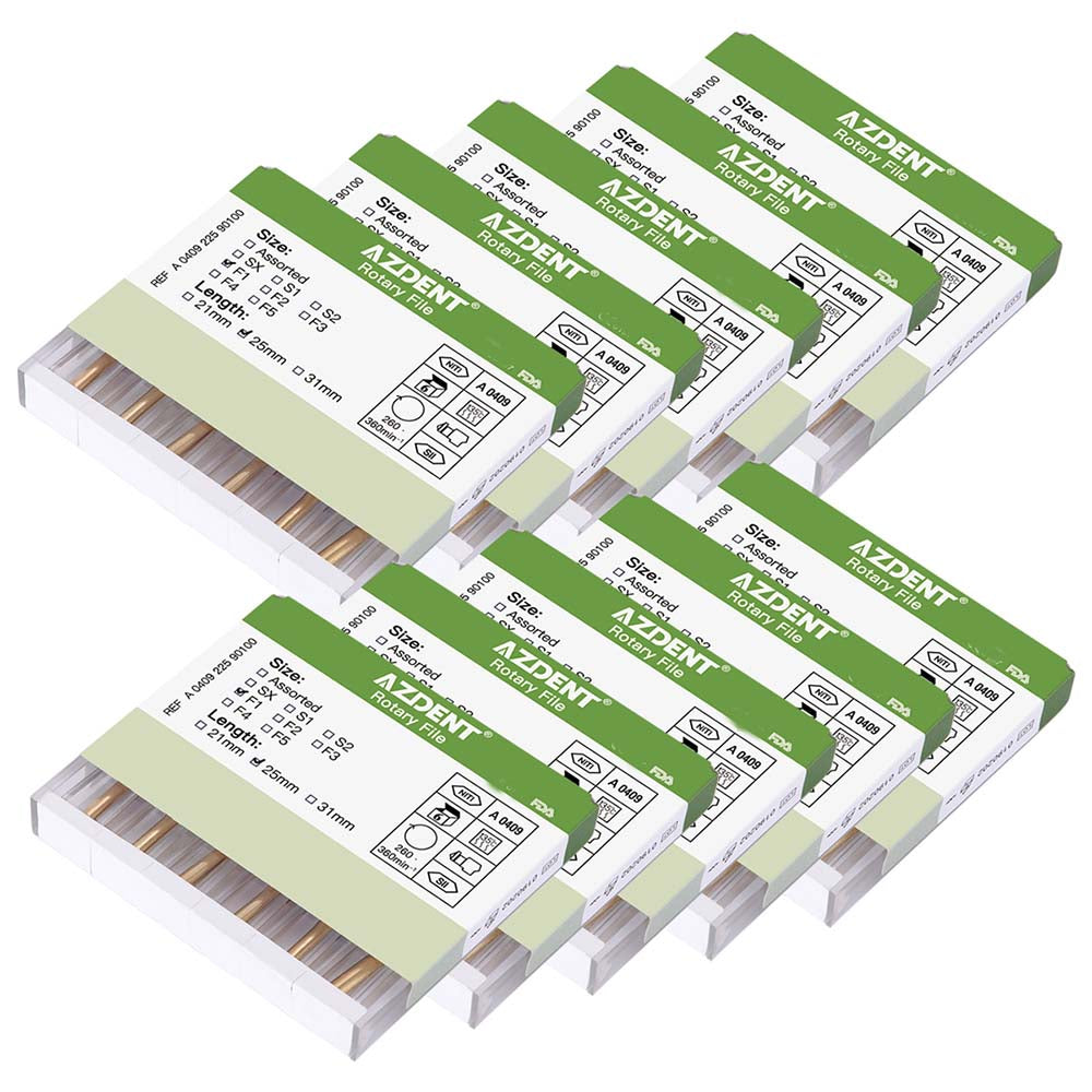 AZDENT Dental NITI Rotary Engine Files Heat Activated 25mm F1 6pcs/Pk