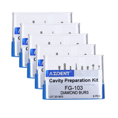Kit de preparación de cavidades AZDENT de fresa de diamante dental FG-103 (8 piezas)