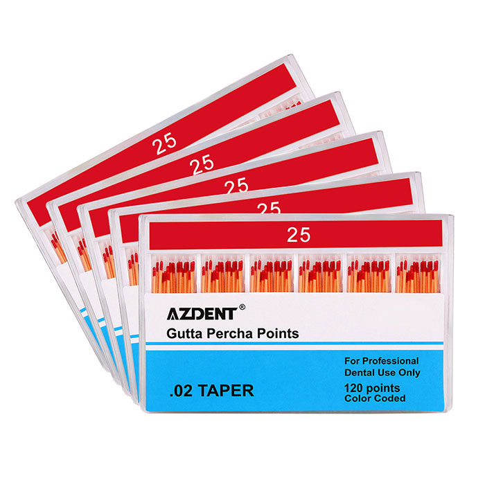 AZDENT Gutta Percha Points #25 Taper Size 0.02 Color Coded 120/Box