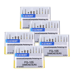 Набор для полировки керамики/композита AZDENT Dental Diamond Bor FG-105 10 шт./комплект