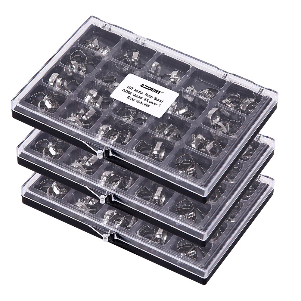 AZDENT 1st Molar Bands with Buccal Tube Roth .022 #16-#35 U2/L1 80pcs/Box